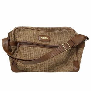 JETLINER VINTAGE BROWN LEATHER TWEED CROSSBODY SHOULDER BAG